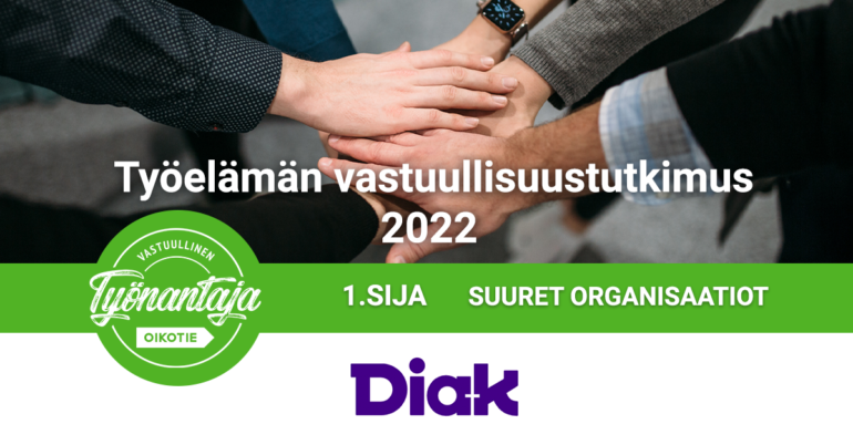 Vastuullinen tyonantaja 2022 Diak -tunnustus