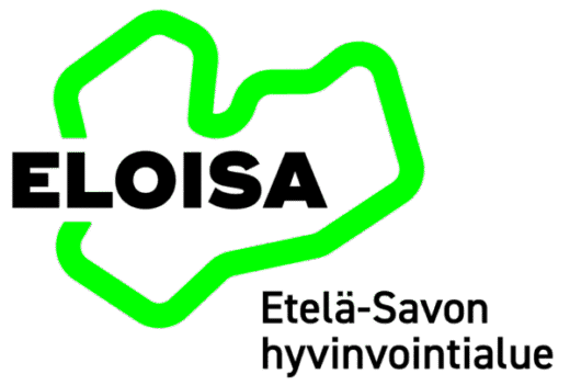 Etelä-Savon hyvinvointialueen logo. Mustaa ja kirkkaan vihreää.