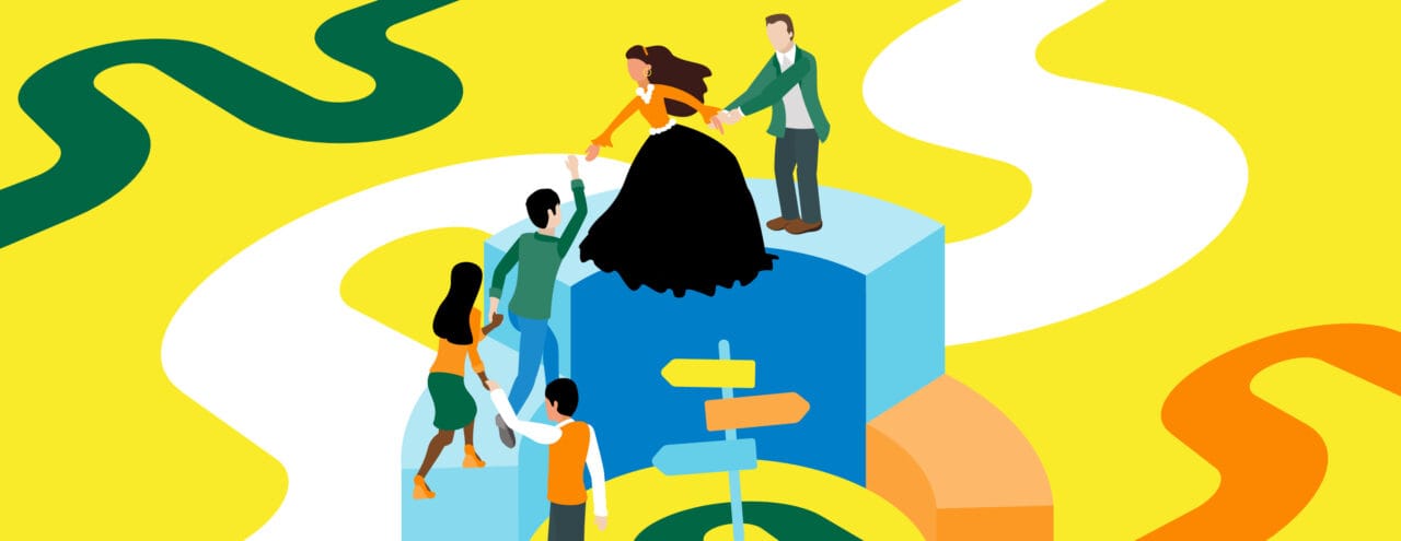 Monikulttuuriset opintopolut -hankkeen pääkuva. Kuvituskuva.