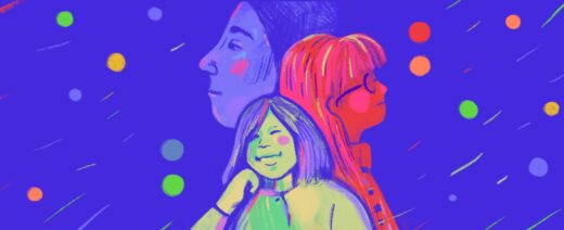 Piirroskuvassa lapsia ja nuoria värikkäiden pallojen ympäröimänä.