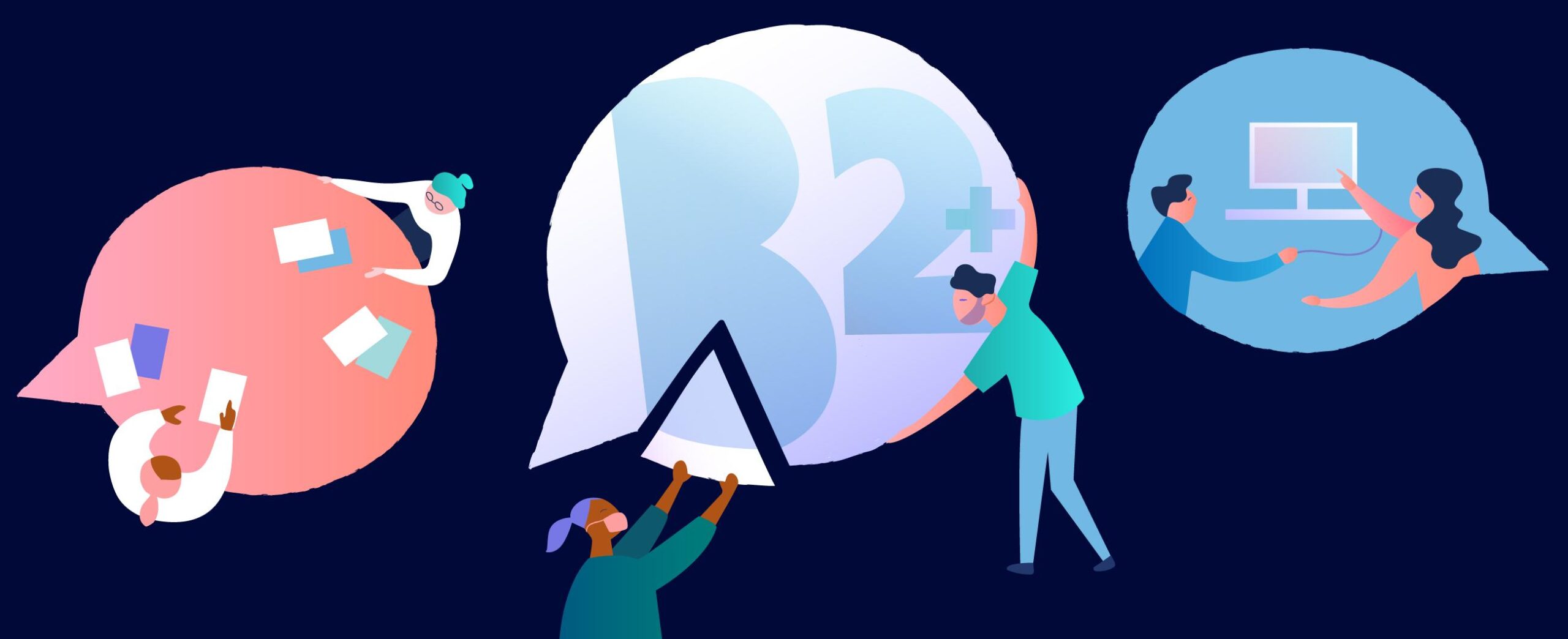 jossa puhekuplia eri sisällöillä.