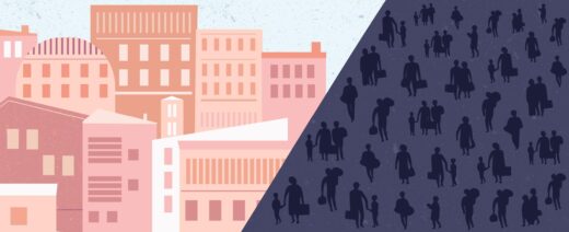 Kerrostaloja ja vuori.