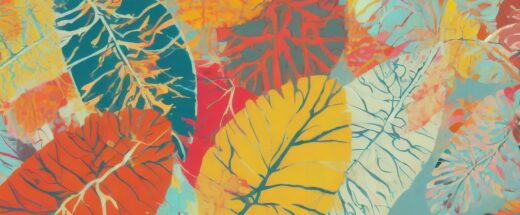 Tekoälyllä luotu kuvituskuva erivärisistä puiden lehdistä.