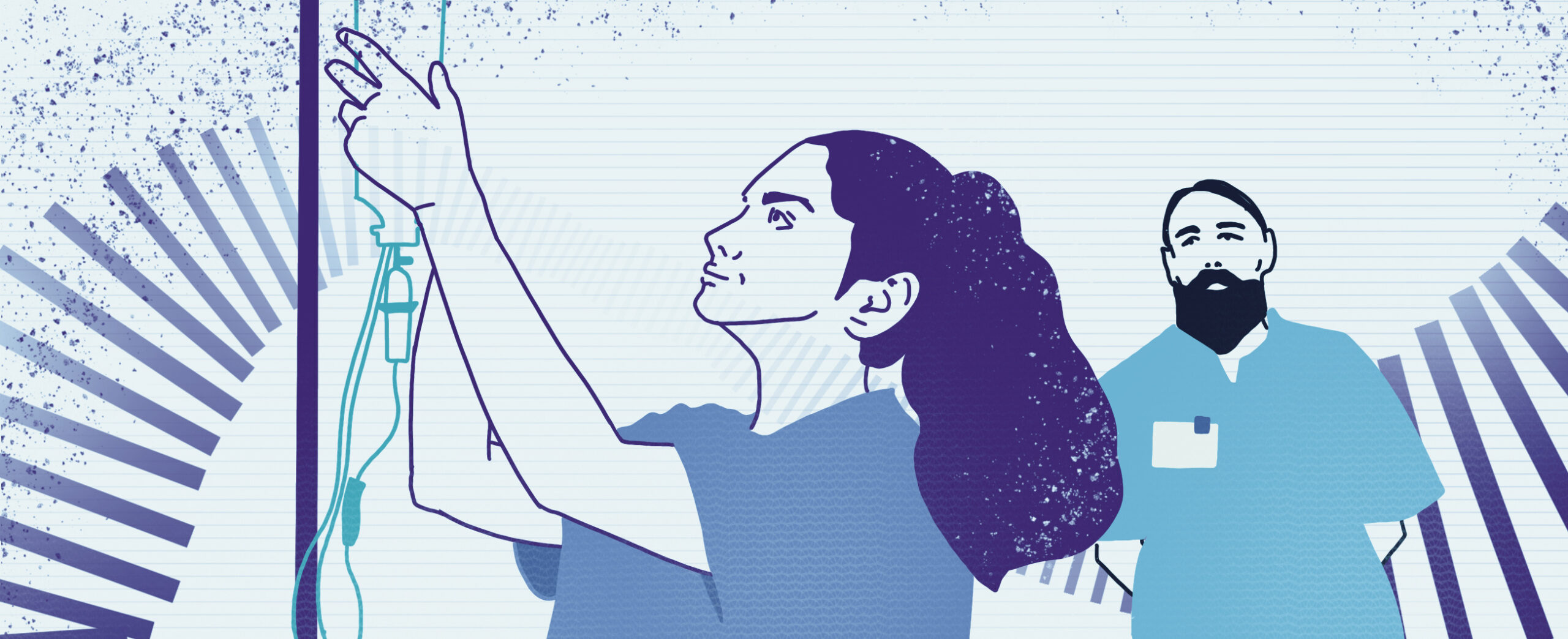 Two nurses working in a hospital.