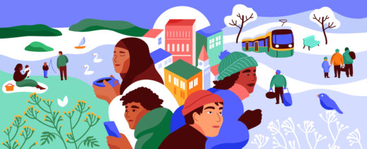 Ihminen railon toisella puolella