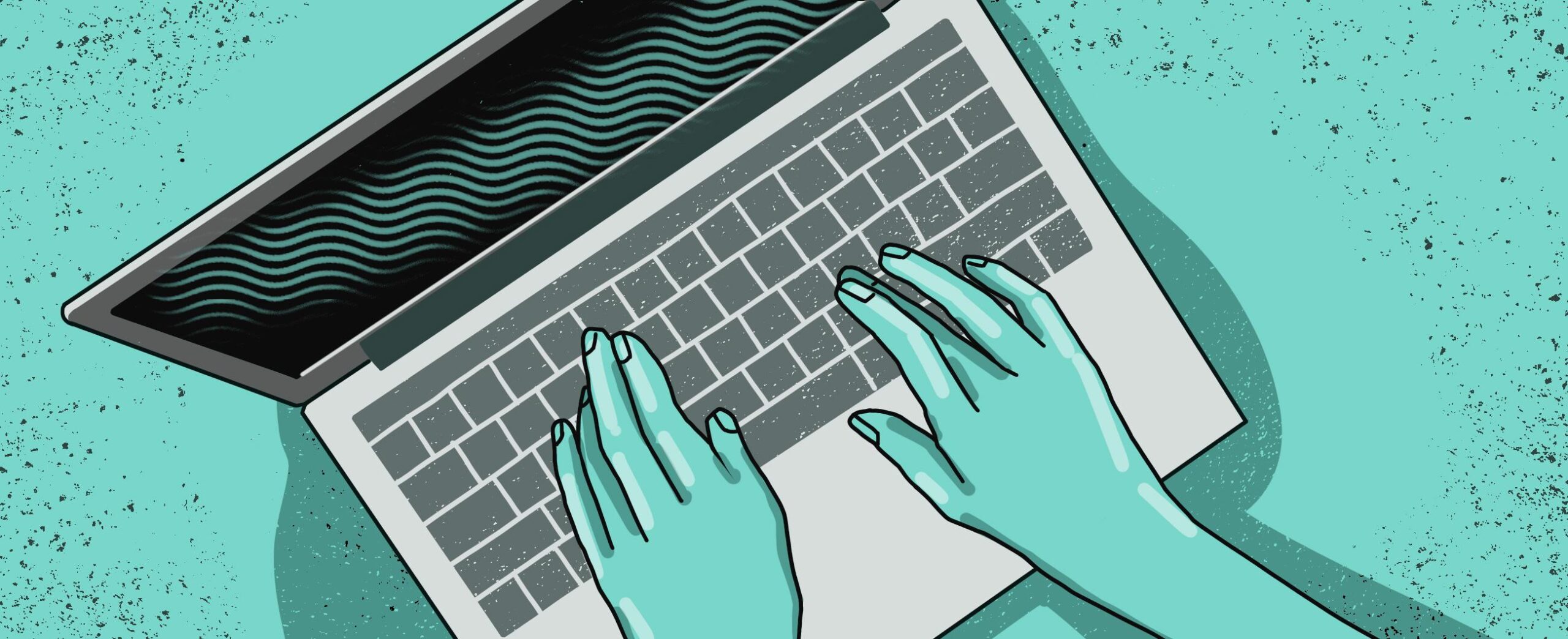 kuvituskuva.Sormet kannettavan tietokoneen näppäimistöllä