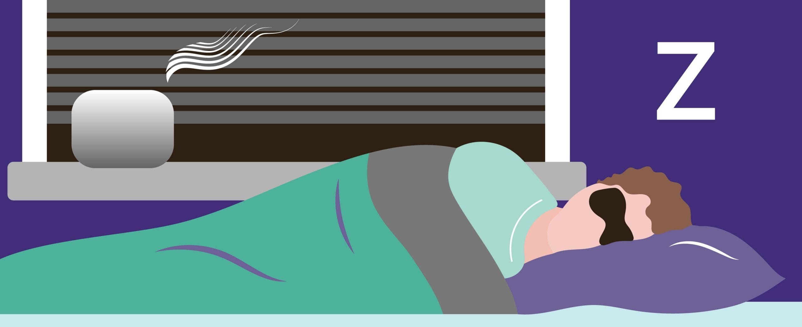 kuvitus jossa henkilö nukkumassa.