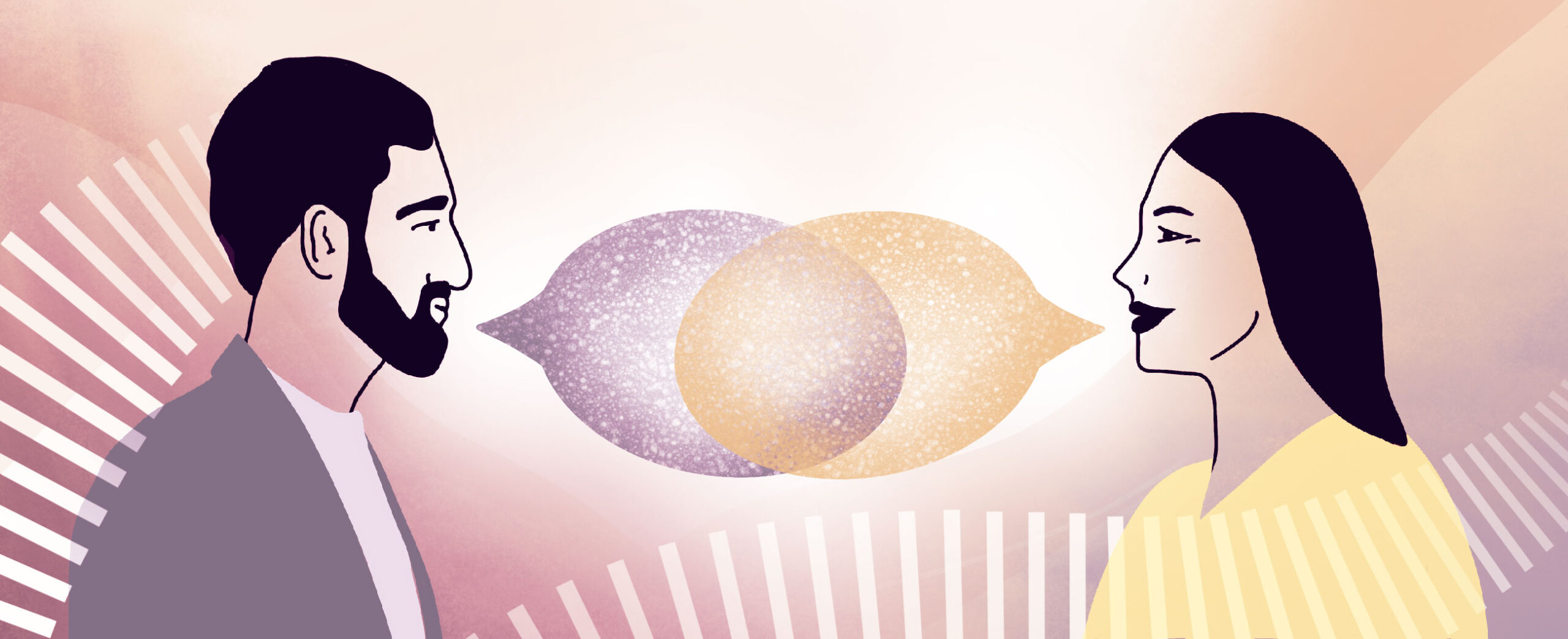 joiden välissä puhekuplat yhdistyvät