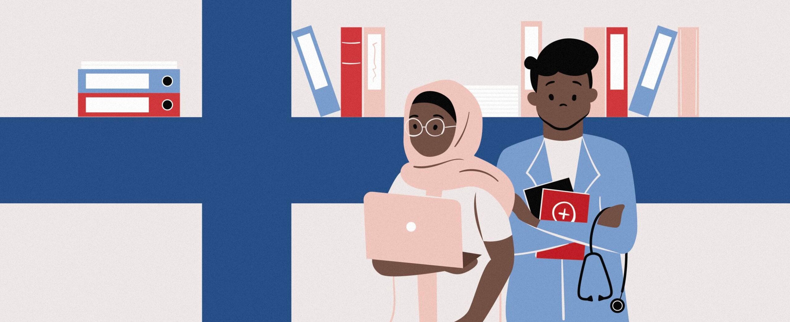 jonka hyllyt muodostavat Suomen lipun.SOTE-silta-malliGisela Malmi