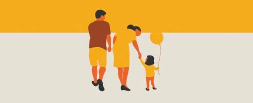 jossa kolmihenkinen perhe