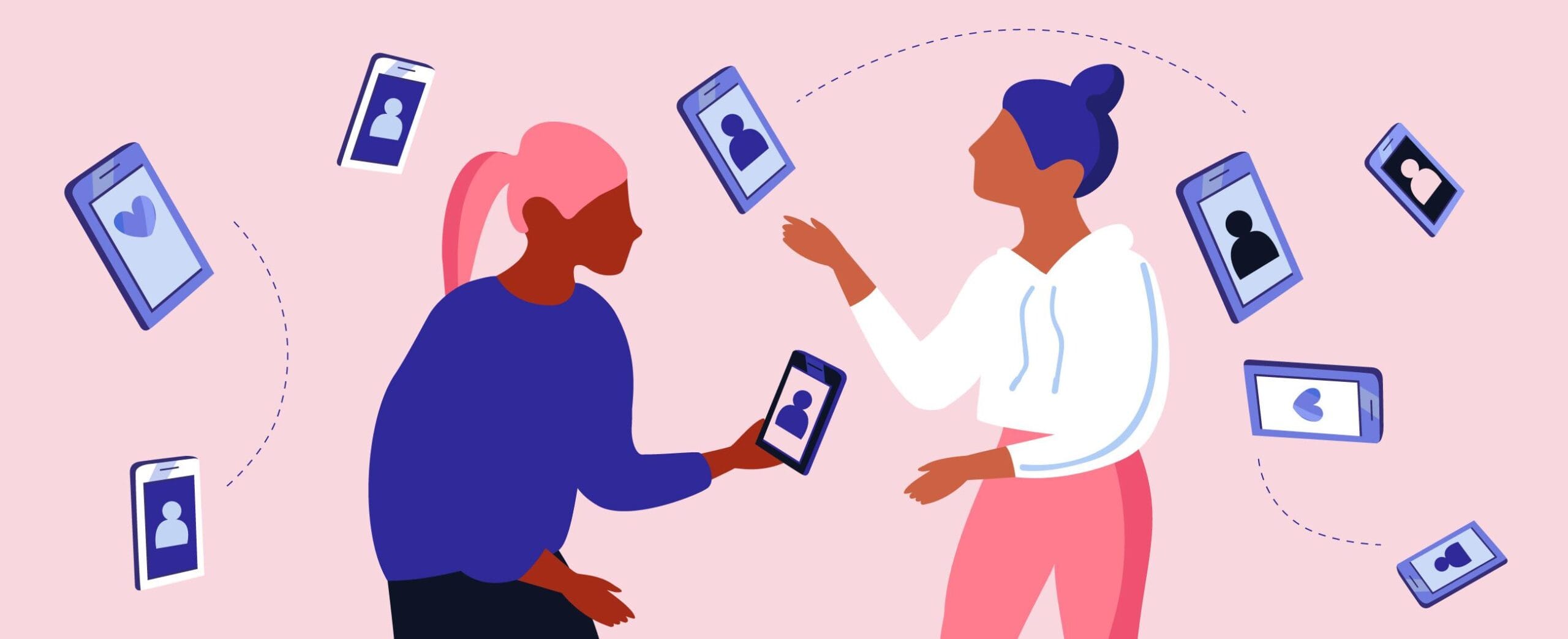 ympärillä erilaisia kännyköitä ja tablettilaitteita.