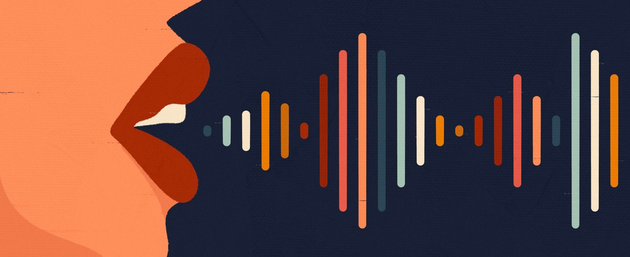 Piirroskuvassa naisen suu josta lähtee ääniaalloilta näyttäviä viivoja