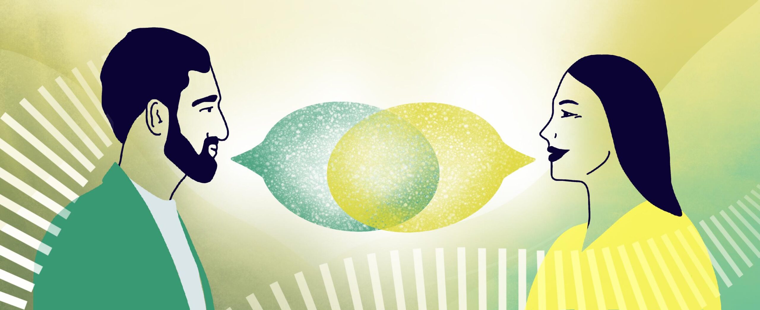 joiden välissä puhekuplat yhdistyvät