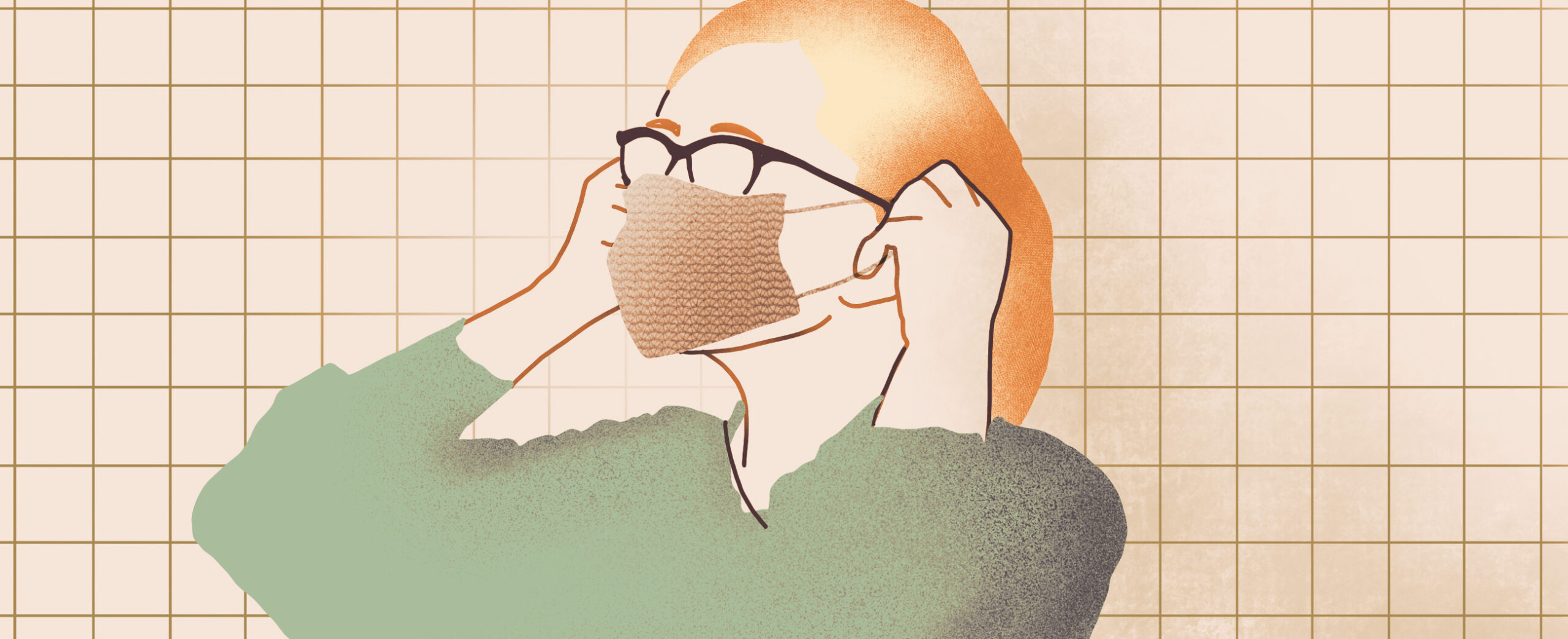 ihminen laittamassa maskia päälle.