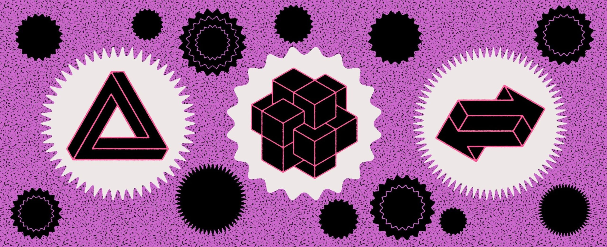 Ongelmia ja pulmia kuvaavia symboleja.