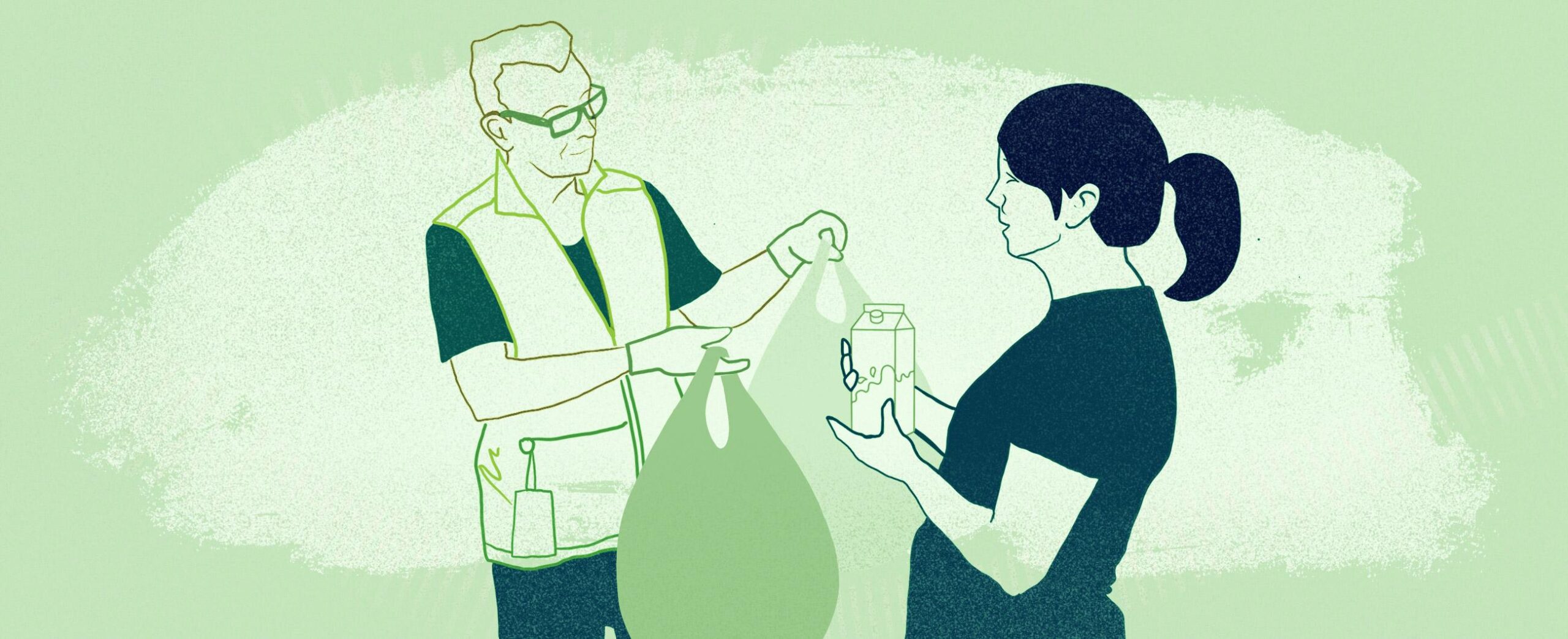 Ihminen ojentaa ruokakassia toiselle