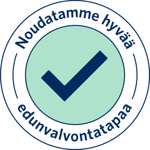 Noudatamme hyvää edunvalvontatapaa -logo.